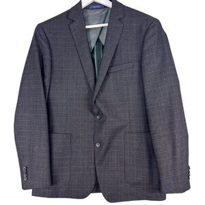 James Campbell Blazer Mens 42R Charcoal Plaid Wool Filarte Lanificio Sport Coat
